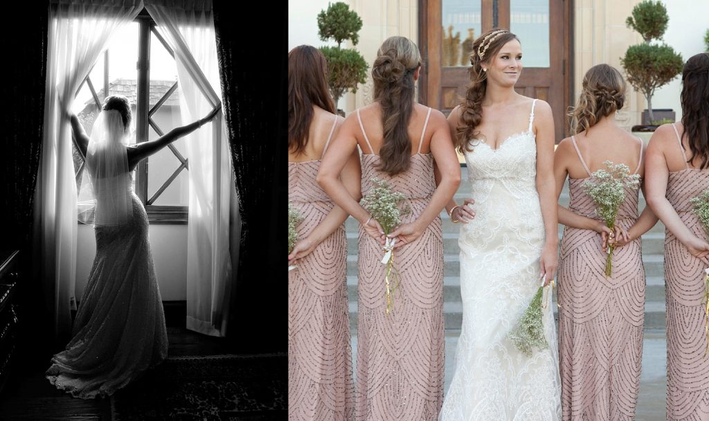 Sequin blush bridesmaids dresses